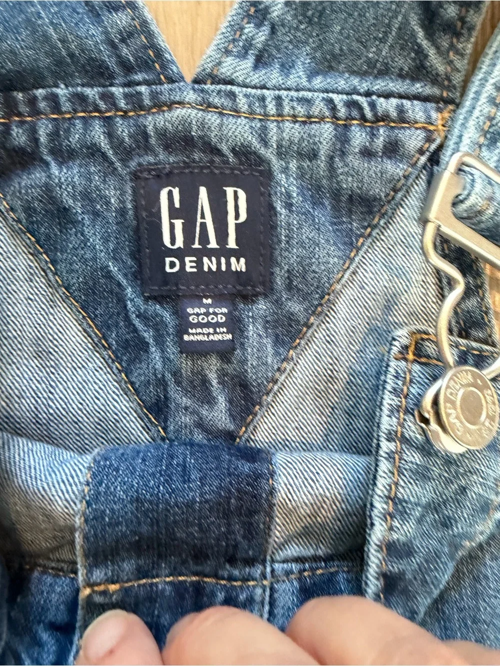 Gap Denim Button-Front Overall Dress in Medium Blue